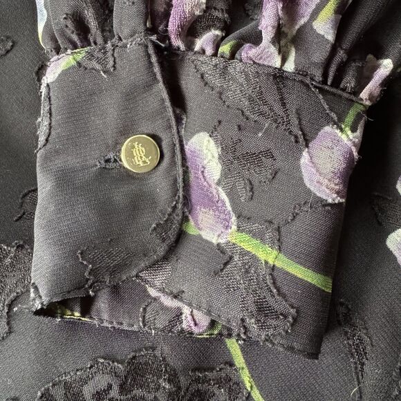Lauren Ralph Lauren Ozarra Georgette Floral Print Mock Neck Top Womens Sz 4P - Picture 9 of 14